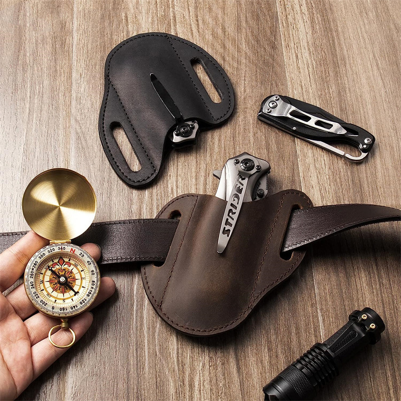 Edc Carry Belt - Custodia in vera pelle per portacoltelli